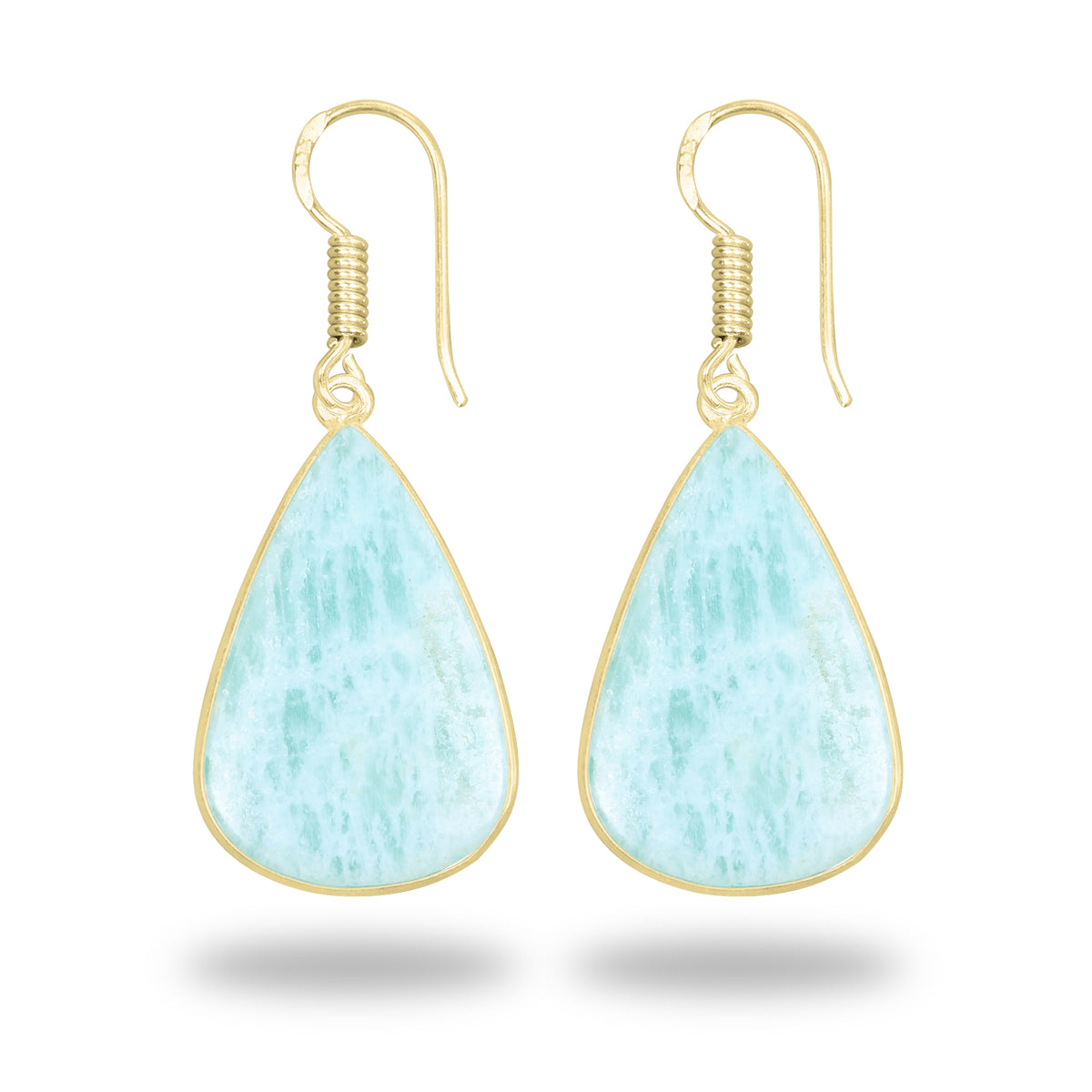 Amazonite Earrings – 18K Gold-Plated Bezel, Handmade Minimal Design | Made to Order