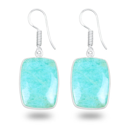 Amazonite Earrings – Minimalist, Silver-Plated | Wholesale Handmade Jewelry