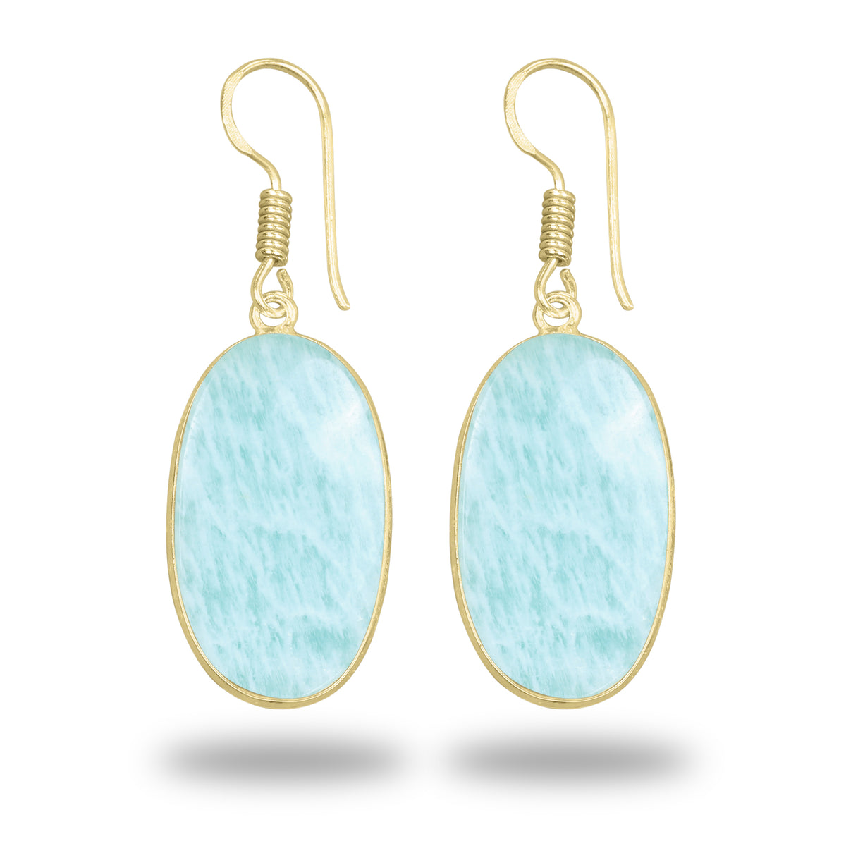 Amazonite Earrings – 18K Gold-Plated Bezel, Handmade Minimal Design | Made to Order