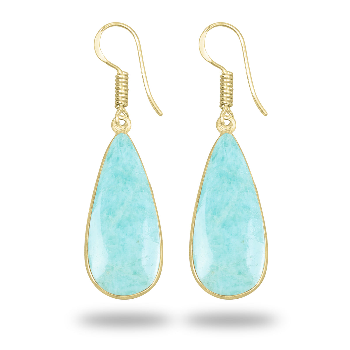 Amazonite Earrings – 18K Gold-Plated Bezel, Handmade Minimal Design | Made to Order