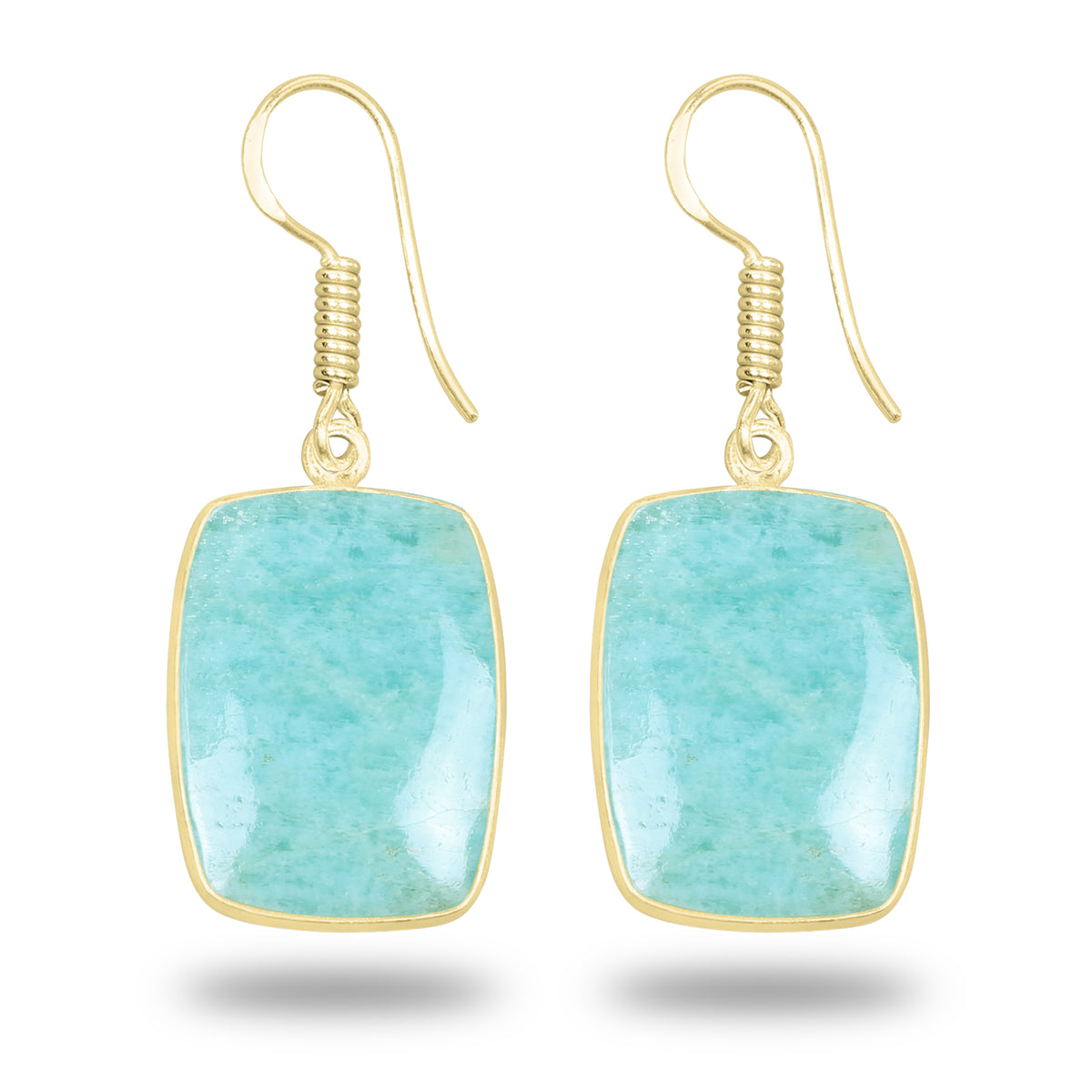 Amazonite Earrings – 18K Gold-Plated Bezel, Handmade Minimal Design | Made to Order