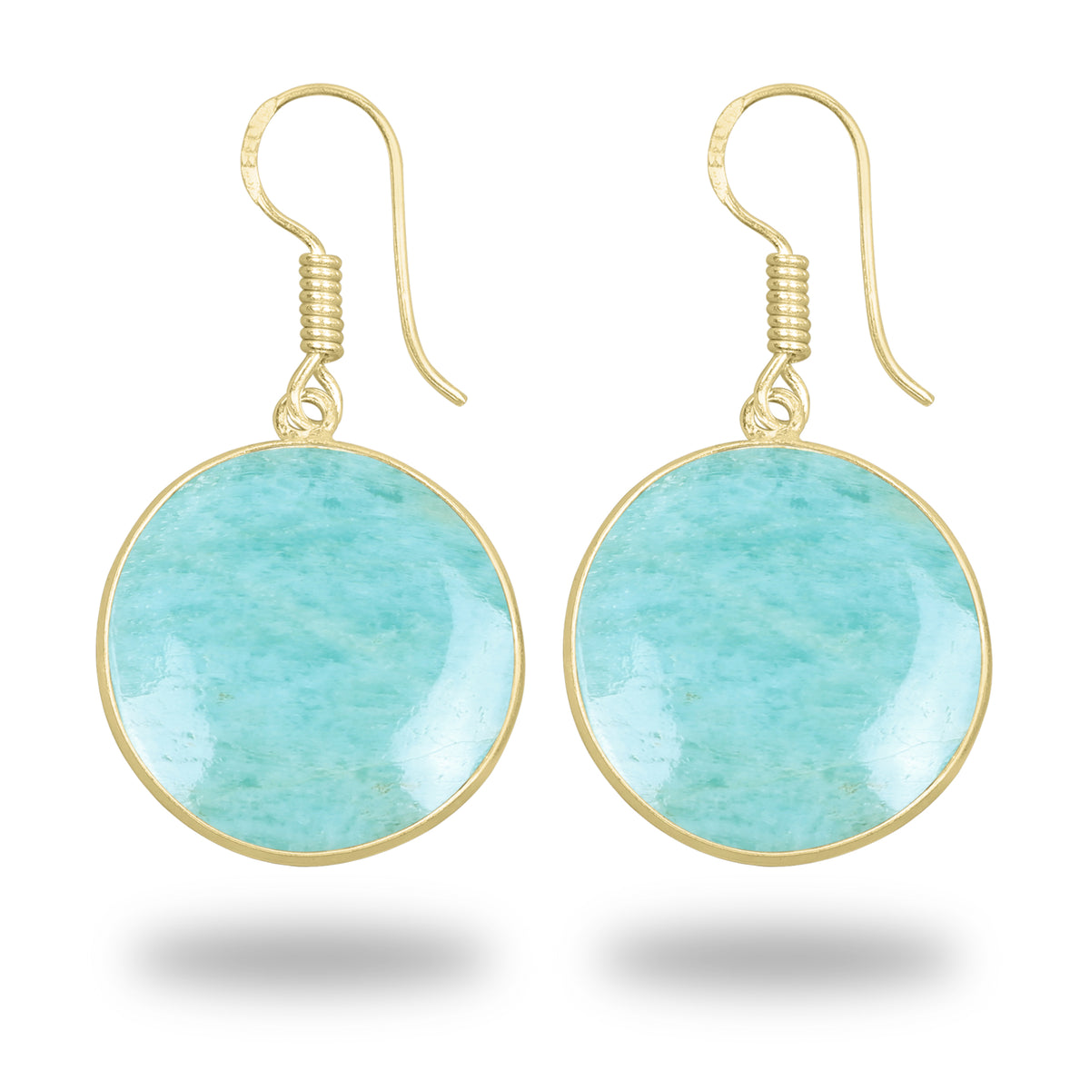 Amazonite Earrings – 18K Gold-Plated Bezel, Handmade Minimal Design | Made to Order