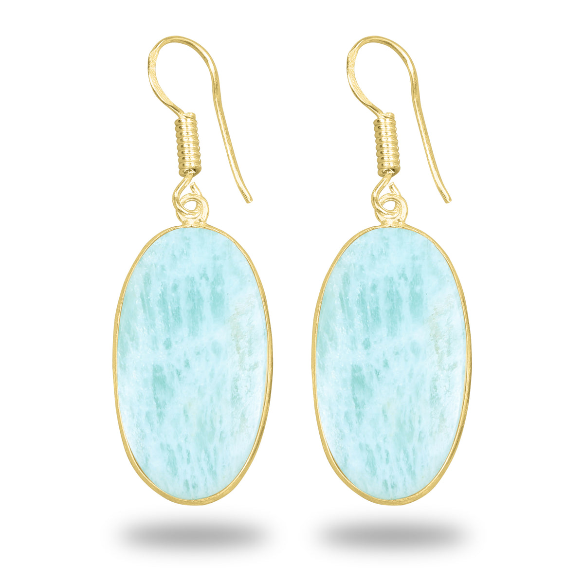 Amazonite Earrings – 18K Gold-Plated Bezel, Handmade Minimal Design | Made to Order