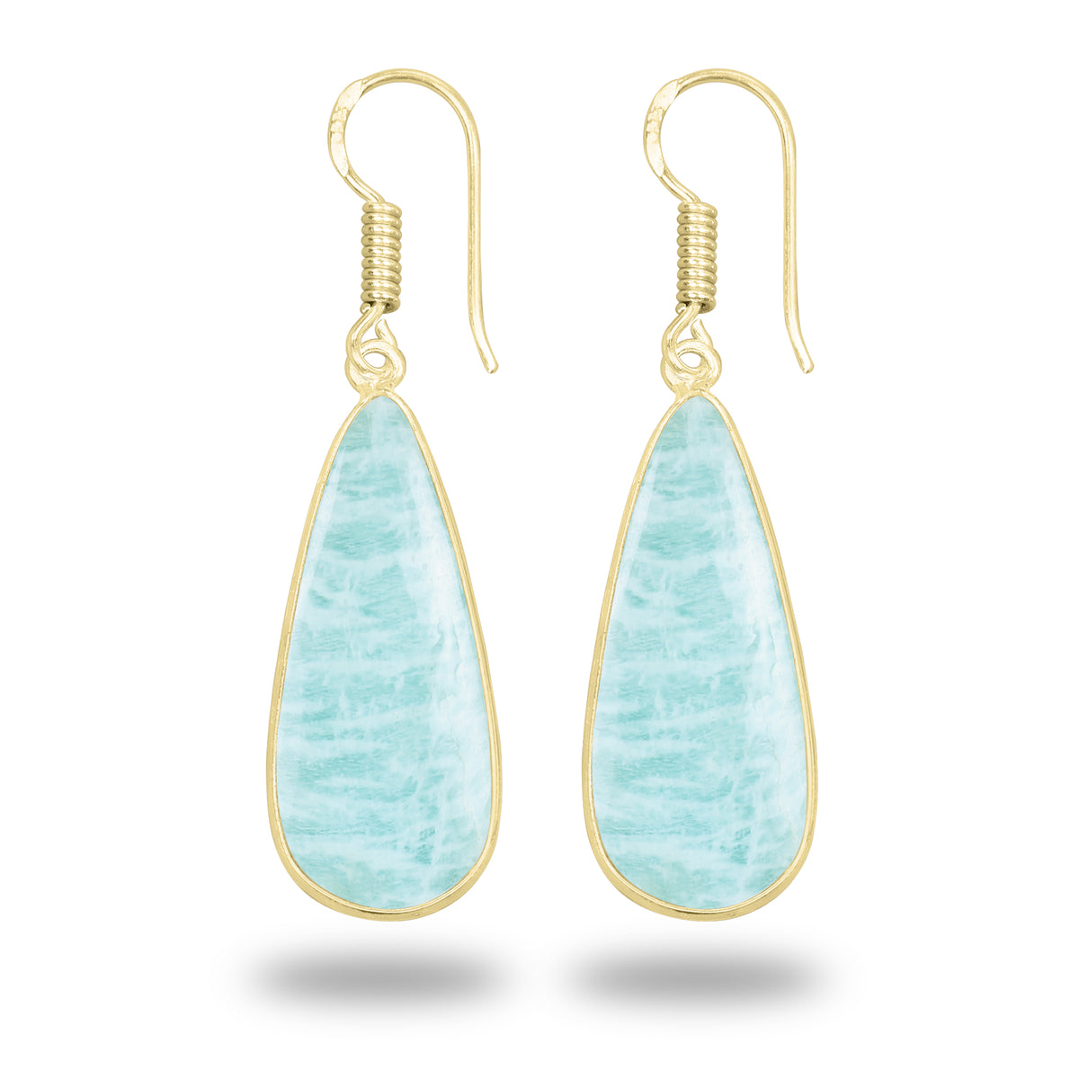 Amazonite Earrings – 18K Gold-Plated Bezel, Handmade Minimal Design | Made to Order