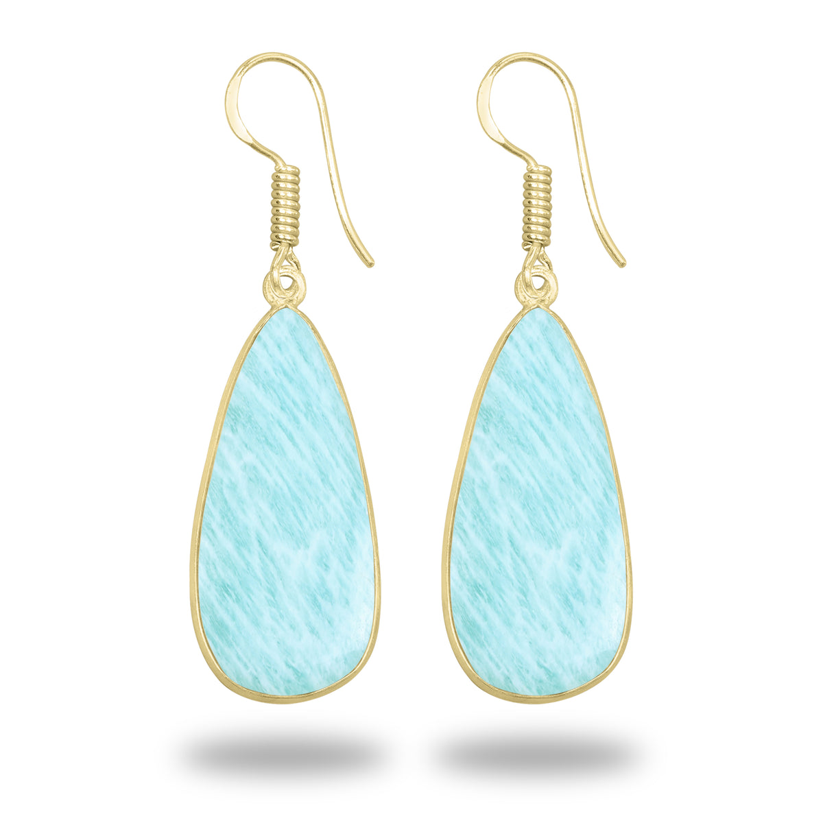 Amazonite Earrings – 18K Gold-Plated Bezel, Handmade Minimal Design | Made to Order