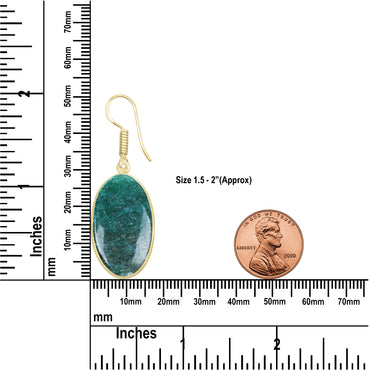 Green Aventurine Earrings – 18K Gold-Plated Bezel, Handmade Minimal Design | Made to Order