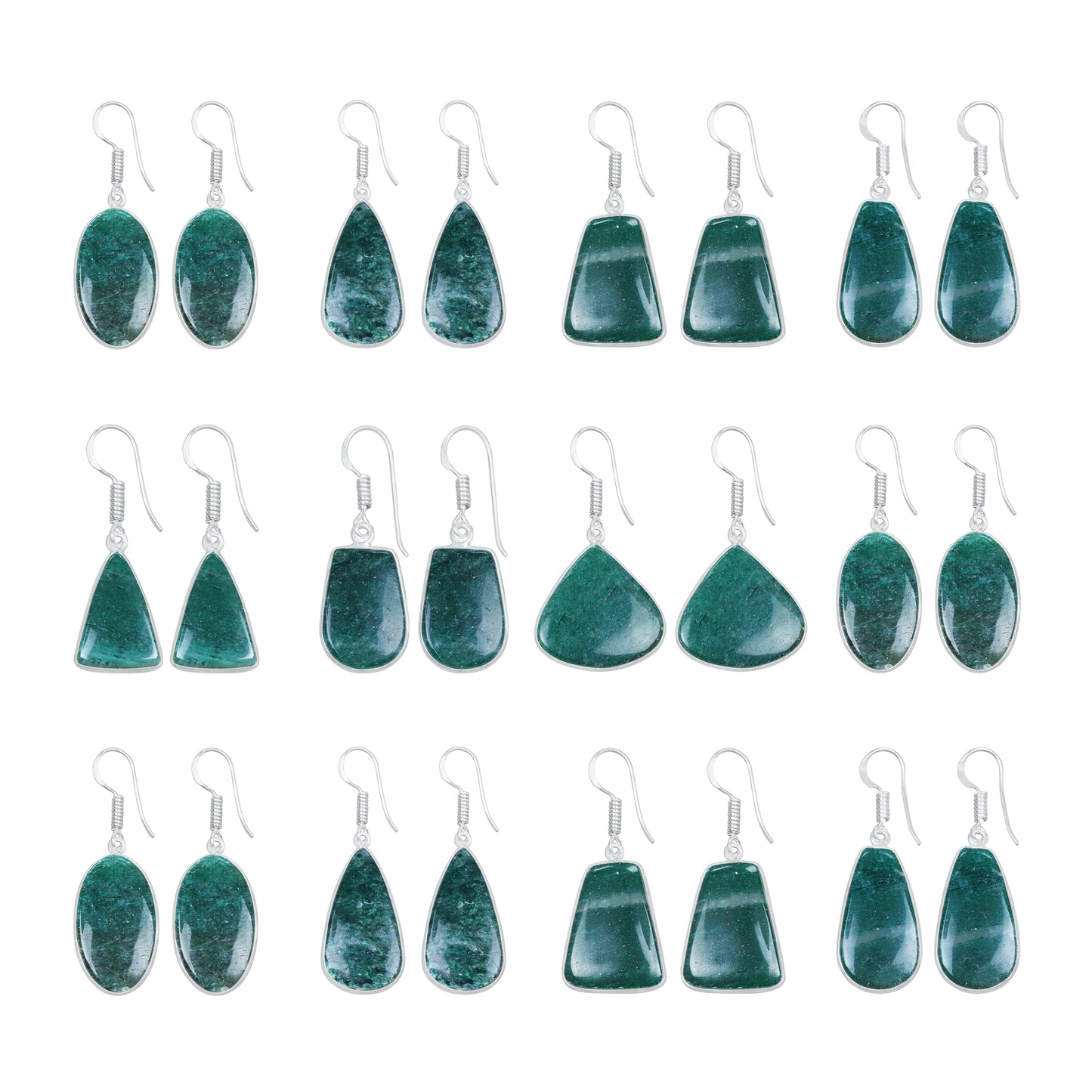 Aventurine Earrings – Minimalist, Silver-Plated | Wholesale Handmade Jewelry