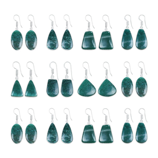 Aventurine Earrings – Minimalist, Silver-Plated | Wholesale Handmade Jewelry