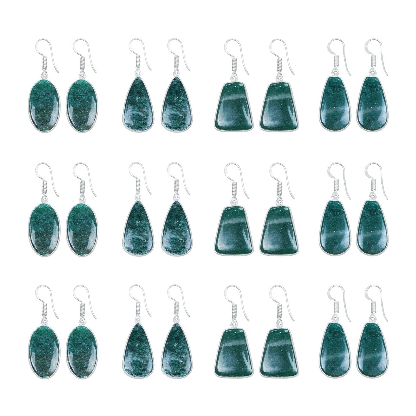 Aventurine Earrings – Minimalist, Silver-Plated | Wholesale Handmade Jewelry