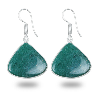 Aventurine Earrings – Minimalist, Silver-Plated | Wholesale Handmade Jewelry