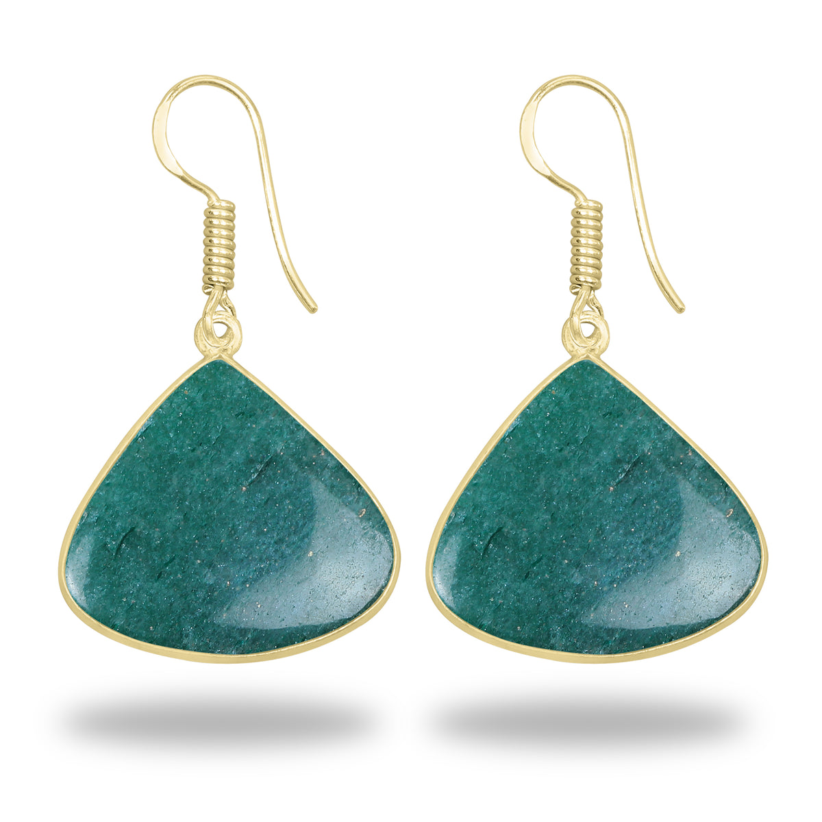 Green Aventurine Earrings – 18K Gold-Plated Bezel, Handmade Minimal Design | Made to Order