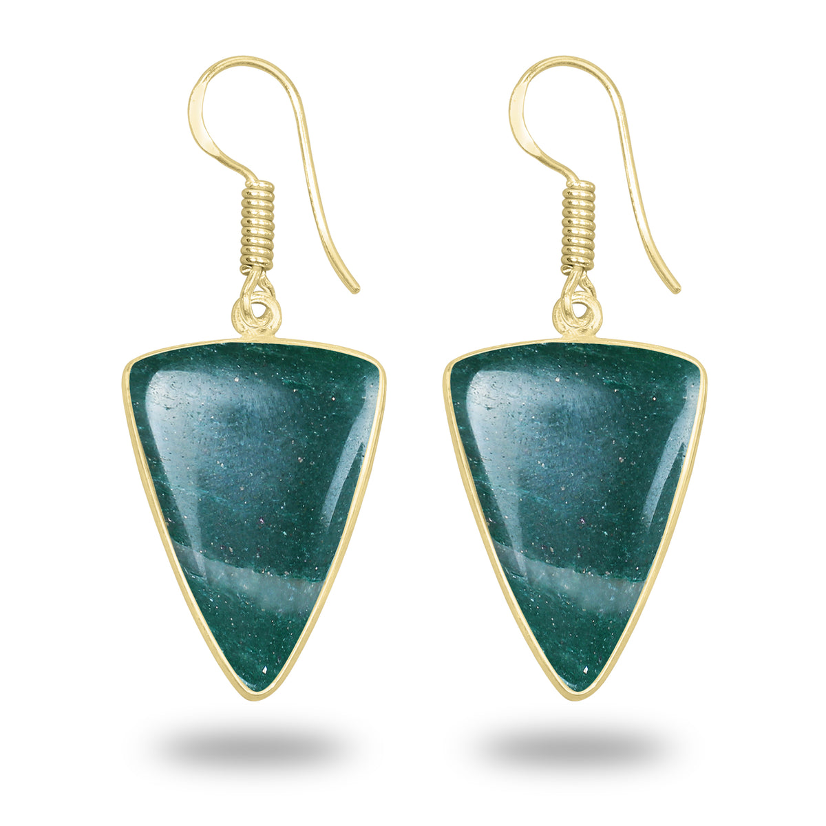 Green Aventurine Earrings – 18K Gold-Plated Bezel, Handmade Minimal Design | Made to Order
