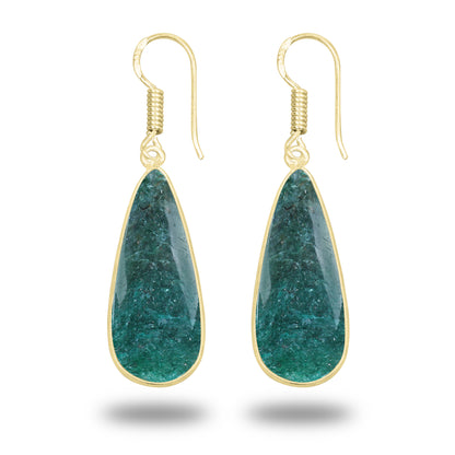 Green Aventurine Earrings – 18K Gold-Plated Bezel, Handmade Minimal Design | Made to Order
