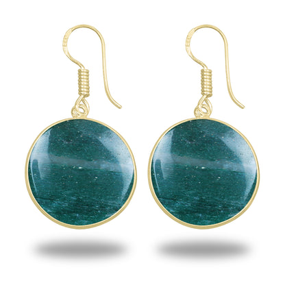 Green Aventurine Earrings – 18K Gold-Plated Bezel, Handmade Minimal Design | Made to Order