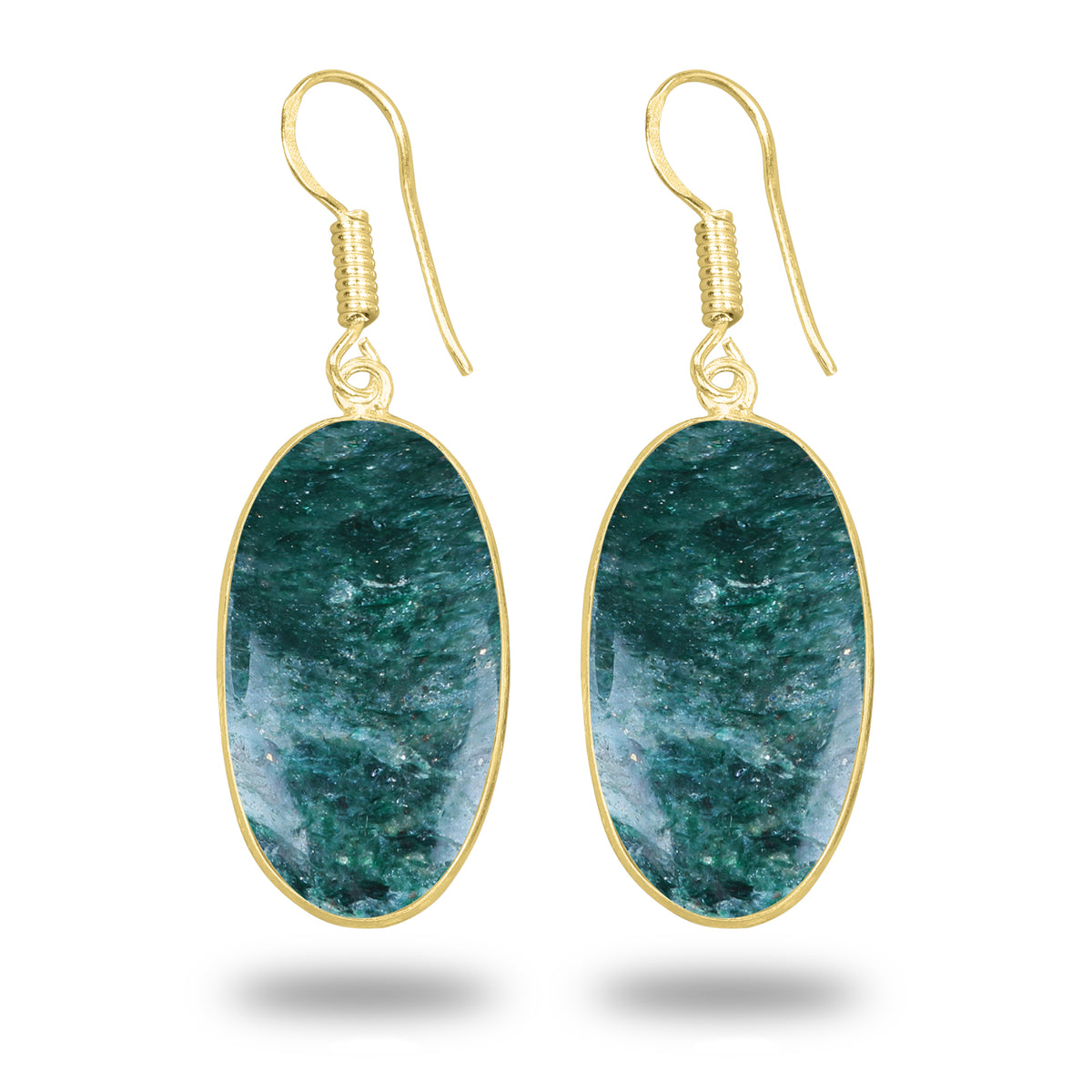 Green Aventurine Earrings – 18K Gold-Plated Bezel, Handmade Minimal Design | Made to Order