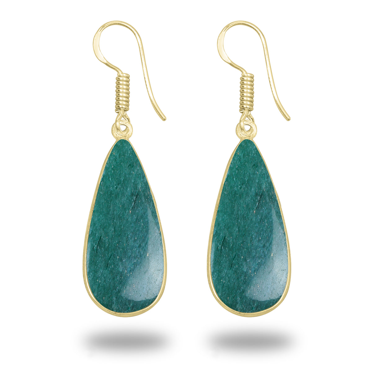 Green Aventurine Earrings – 18K Gold-Plated Bezel, Handmade Minimal Design | Made to Order