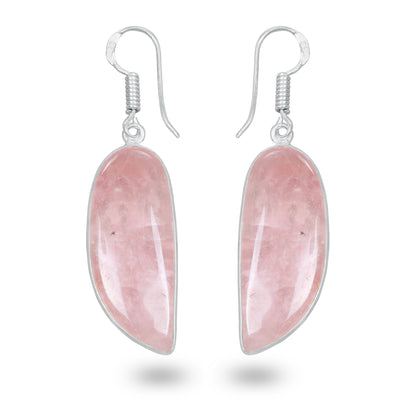 Rose Quartz Earrings – Minimalist, Silver-Plated | Wholesale Handmade Jewelry