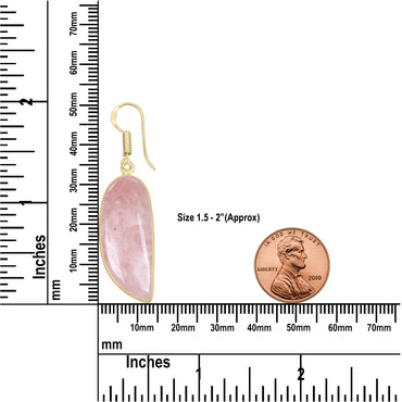 Rose Quartz Earrings – 18K Gold-Plated Bezel, Handmade Minimal Design | Made to Order