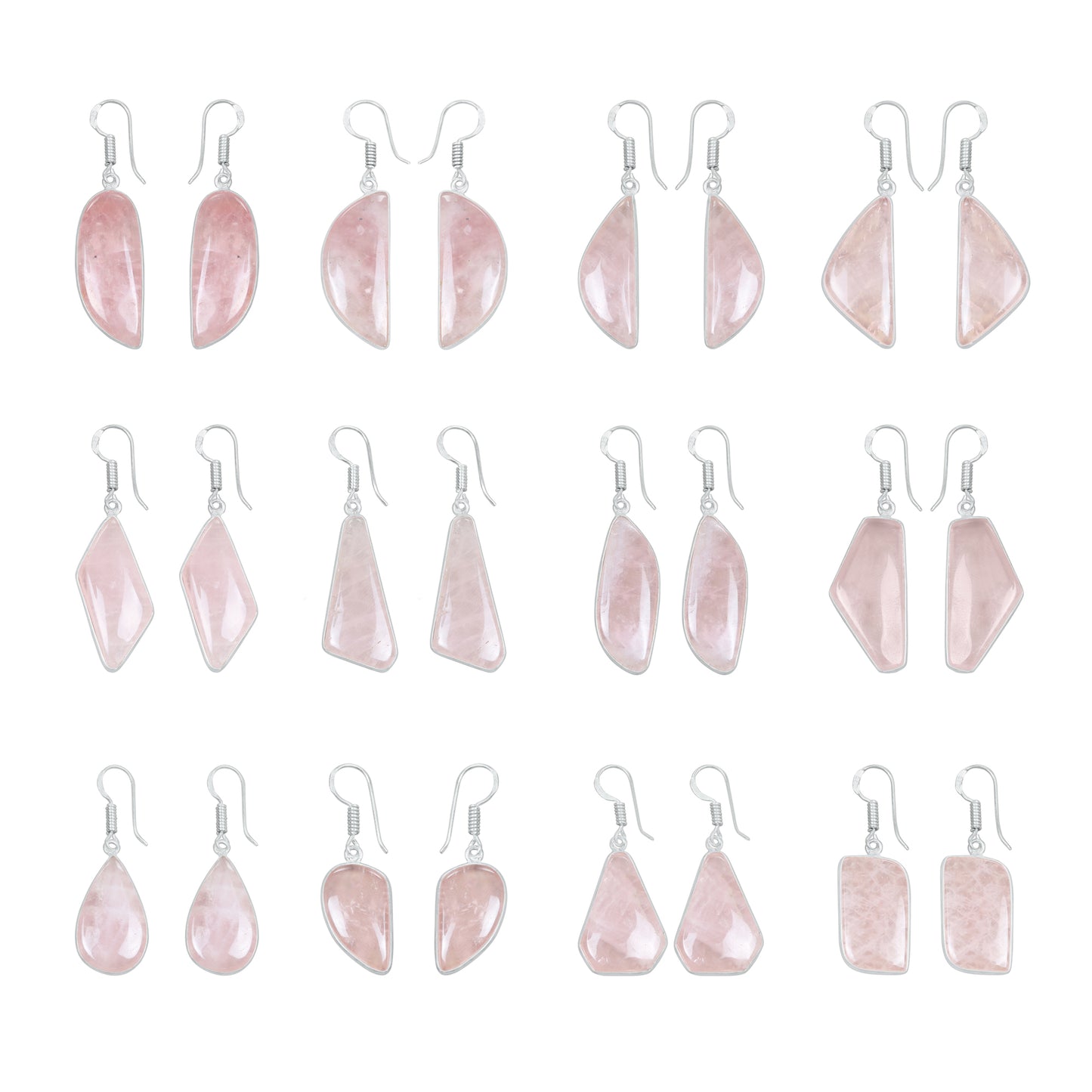 Rose Quartz Earrings – Minimalist, Silver-Plated | Wholesale Handmade Jewelry