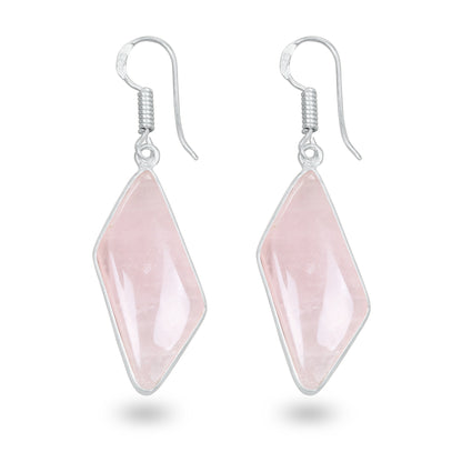 Rose Quartz Earrings – Minimalist, Silver-Plated | Wholesale Handmade Jewelry