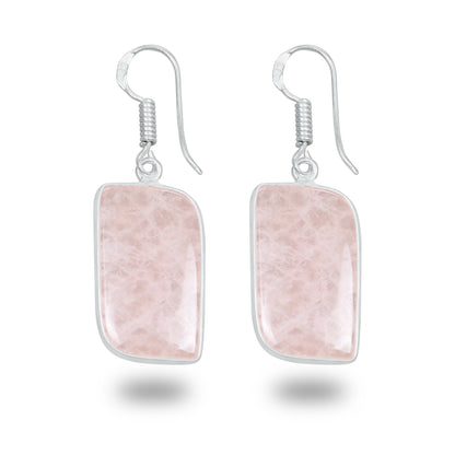 Rose Quartz Earrings – Minimalist, Silver-Plated | Wholesale Handmade Jewelry