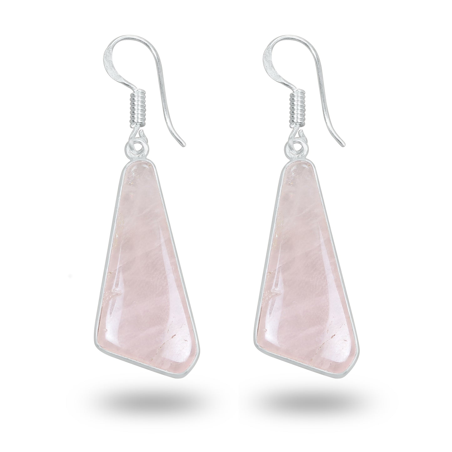 Rose Quartz Earrings – Minimalist, Silver-Plated | Wholesale Handmade Jewelry