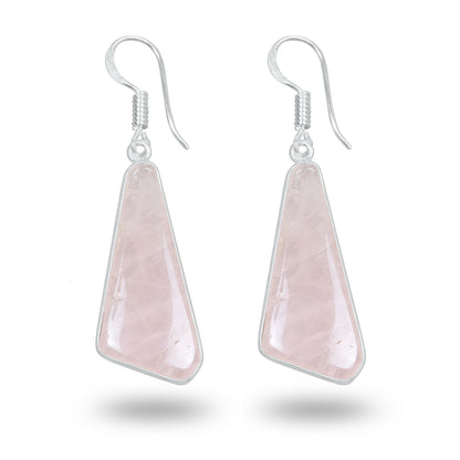 Rose Quartz Earrings – Minimalist, Silver-Plated | Wholesale Handmade Jewelry