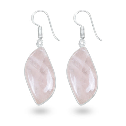 Rose Quartz Earrings – Minimalist, Silver-Plated | Wholesale Handmade Jewelry
