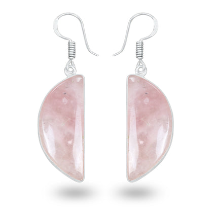 Rose Quartz Earrings – Minimalist, Silver-Plated | Wholesale Handmade Jewelry