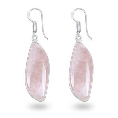 Rose Quartz Earrings – Minimalist, Silver-Plated | Wholesale Handmade Jewelry