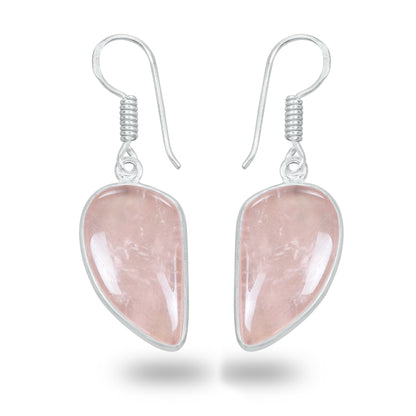 Rose Quartz Earrings – Minimalist, Silver-Plated | Wholesale Handmade Jewelry