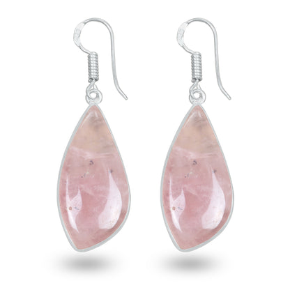 Rose Quartz Earrings – Minimalist, Silver-Plated | Wholesale Handmade Jewelry