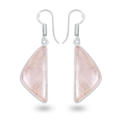 Rose Quartz Earrings – Minimalist, Silver-Plated | Wholesale Handmade Jewelry