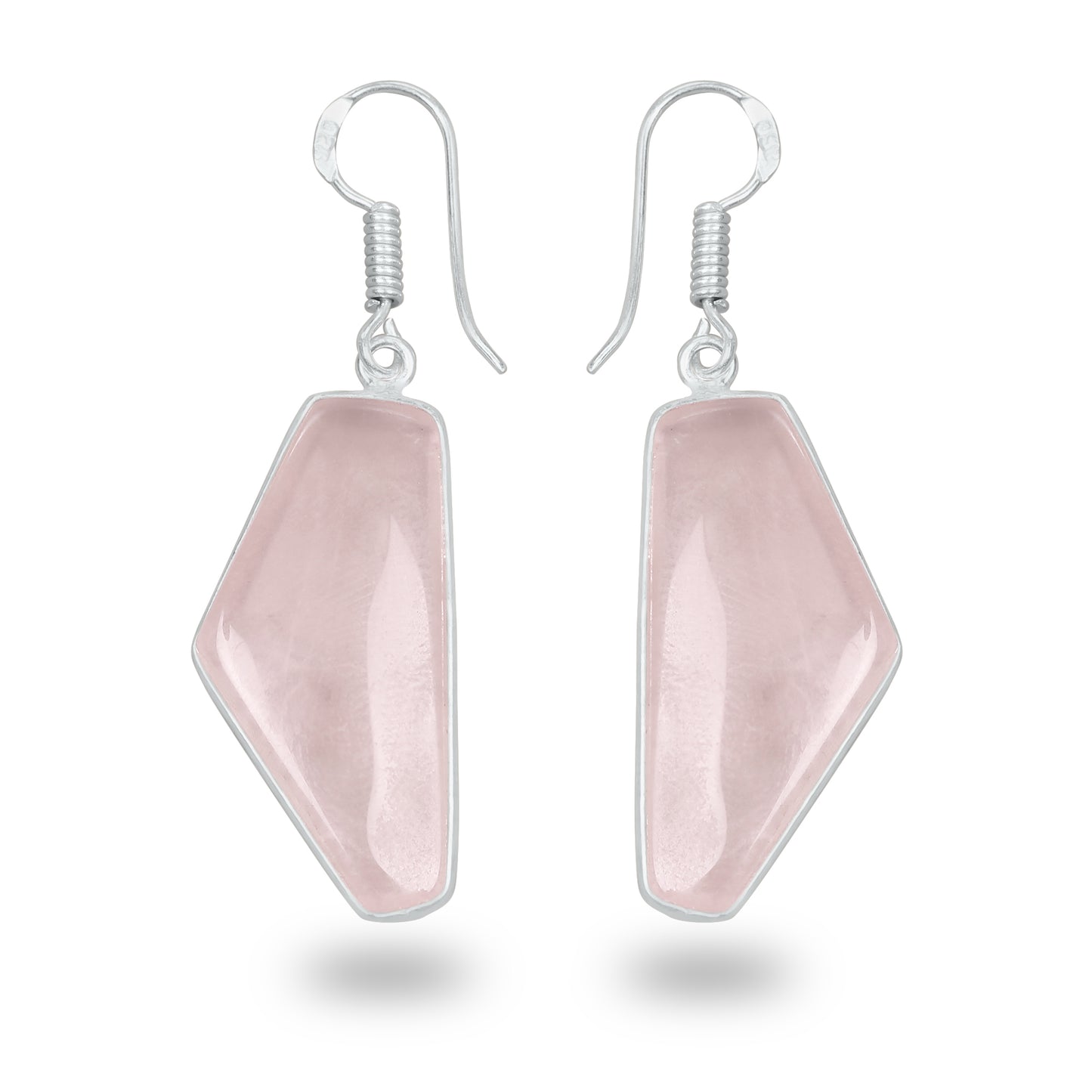 Rose Quartz Earrings – Minimalist, Silver-Plated | Wholesale Handmade Jewelry
