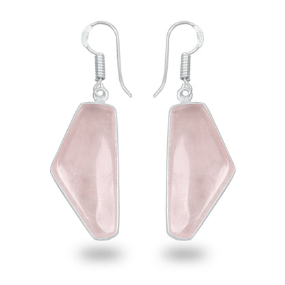Rose Quartz Earrings – Minimalist, Silver-Plated | Wholesale Handmade Jewelry