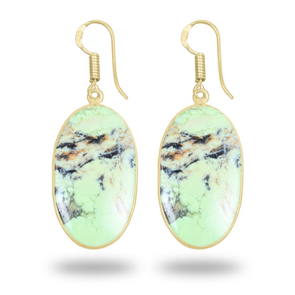 Mtorolite - Chrome Chalcedony Earrings – 18K Gold-Plated Bezel, Handmade Minimal Design | Made to Order