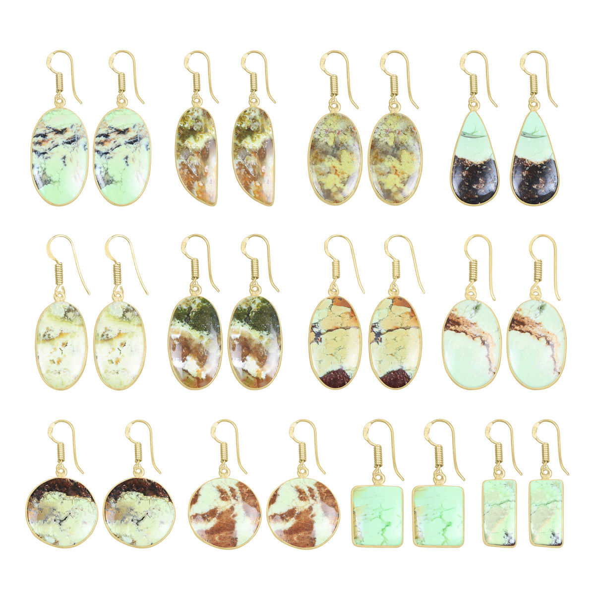 Mtorolite - Chrome Chalcedony Earrings – 18K Gold-Plated Bezel, Handmade Minimal Design | Made to Order