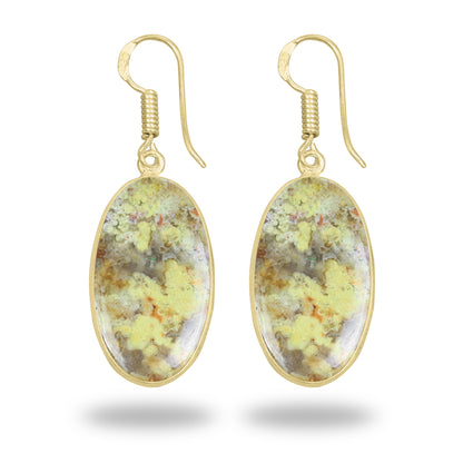 Mtorolite - Chrome Chalcedony Earrings – 18K Gold-Plated Bezel, Handmade Minimal Design | Made to Order