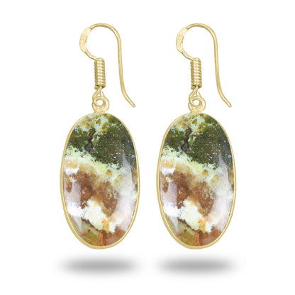 Mtorolite - Chrome Chalcedony Earrings – 18K Gold-Plated Bezel, Handmade Minimal Design | Made to Order