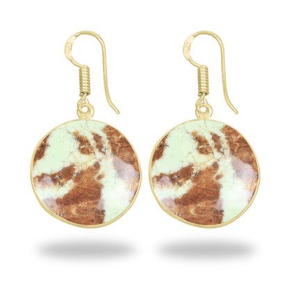 Mtorolite - Chrome Chalcedony Earrings – 18K Gold-Plated Bezel, Handmade Minimal Design | Made to Order