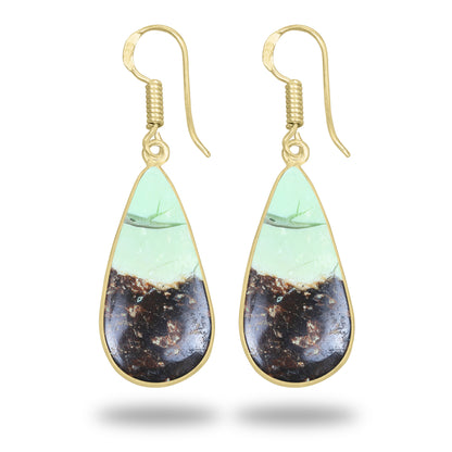 Mtorolite - Chrome Chalcedony Earrings – 18K Gold-Plated Bezel, Handmade Minimal Design | Made to Order
