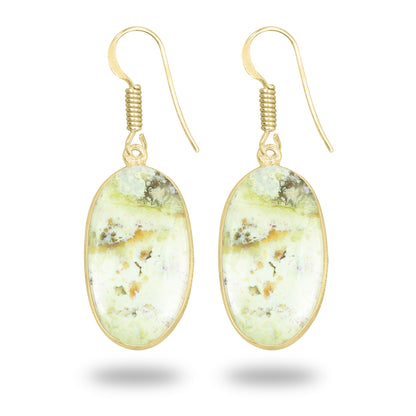 Mtorolite - Chrome Chalcedony Earrings – 18K Gold-Plated Bezel, Handmade Minimal Design | Made to Order