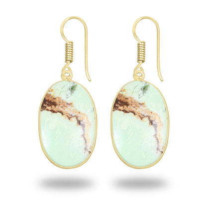 Mtorolite - Chrome Chalcedony Earrings – 18K Gold-Plated Bezel, Handmade Minimal Design | Made to Order