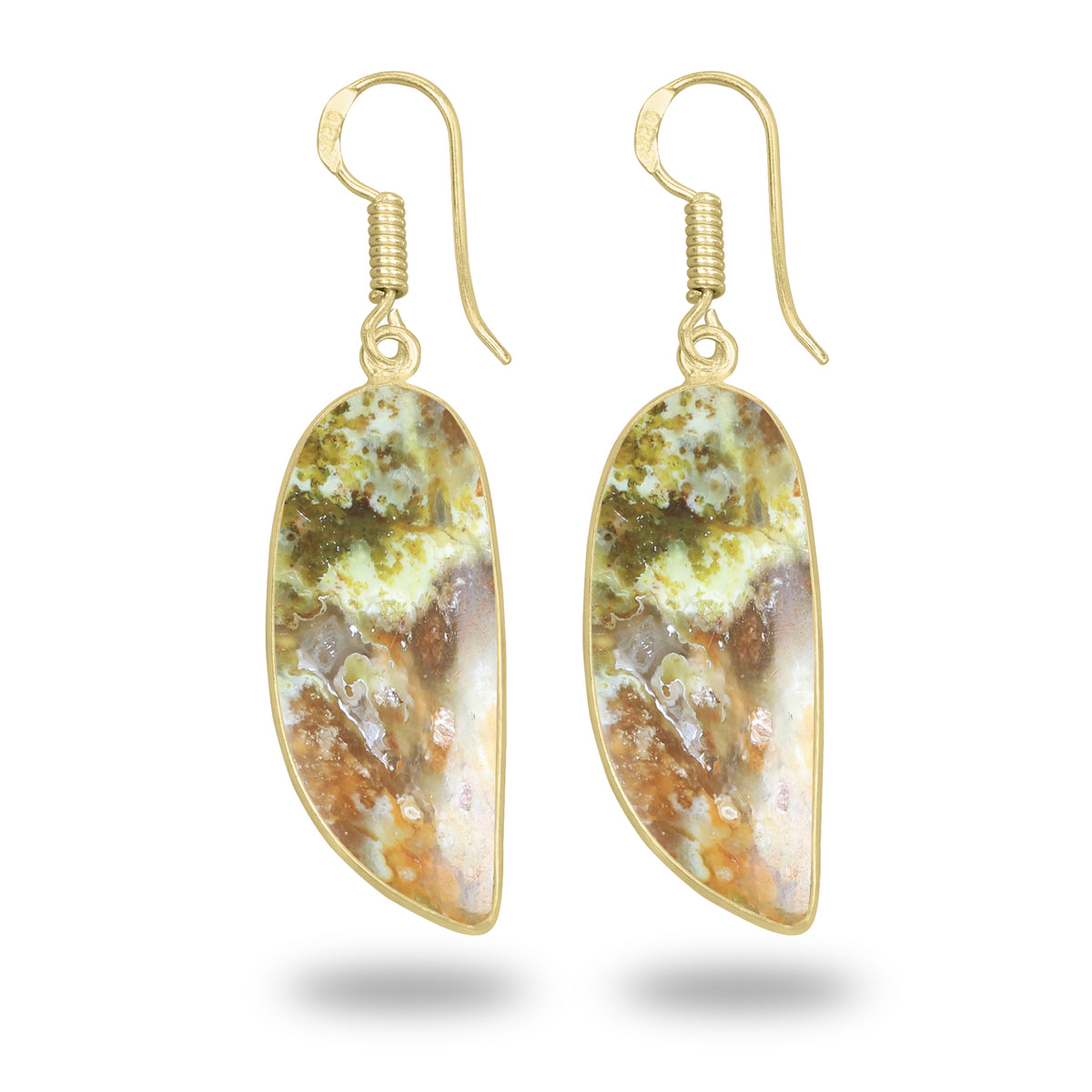 Mtorolite - Chrome Chalcedony Earrings – 18K Gold-Plated Bezel, Handmade Minimal Design | Made to Order