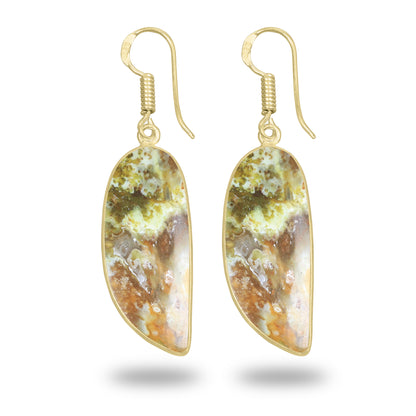 Mtorolite - Chrome Chalcedony Earrings – 18K Gold-Plated Bezel, Handmade Minimal Design | Made to Order