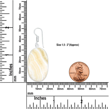 Yellow Aragonite Earrings – Silver-Plated Bezel, Handmade Design | Made to Order