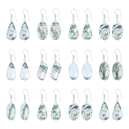 Lucky Jade with Stichtite Earrings – Silver-Plated, Handmade | Wholesale