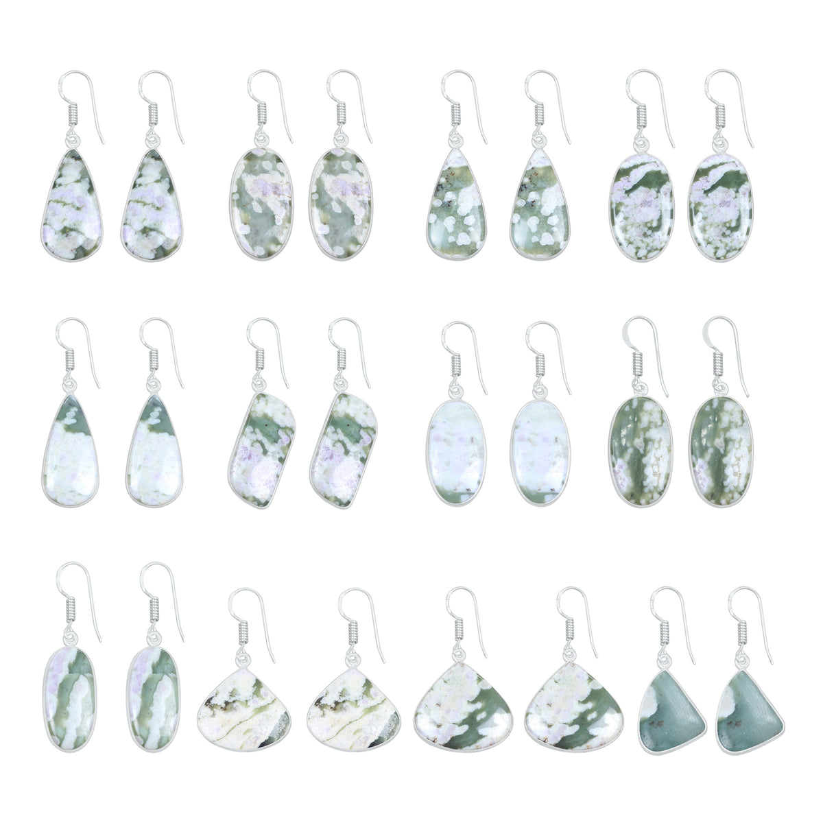 Lucky Jade with Stichtite Earrings – Silver-Plated, Handmade | Wholesale