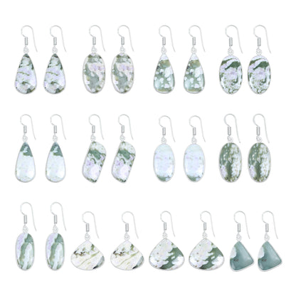 Lucky Jade with Stichtite Earrings – Silver-Plated, Handmade | Wholesale