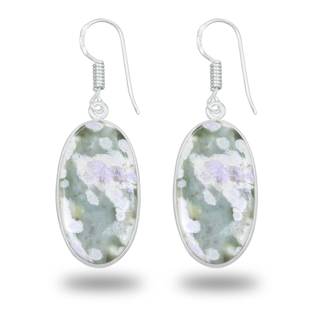 Lucky Jade with Stichtite Earrings – Silver-Plated, Handmade | Wholesale